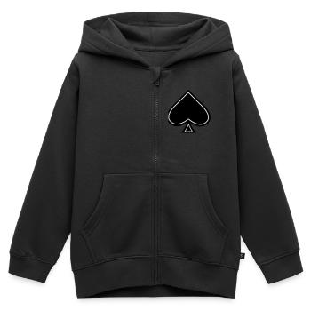 as de pique - Sweat Premium à capuche zippé enfant bio - noir - Devant - AI Model Kid Male (0cm)