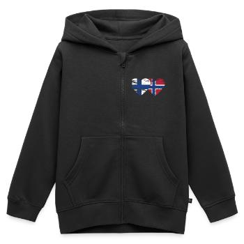 Finnland Norwegen Flagge Herz used used - Kinder Premium Organic Zip Hoodie - Schwarz - Vorne - AI Model Kid Male (0cm)