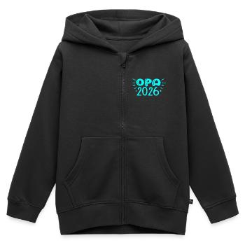 PAPI 2026 PETIT-ENFANT NAISSANCE BÉBÉ - Sweat Premium à capuche zippé enfant bio - noir - Devant - AI Model Kid Male (0cm)