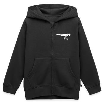 Planche - Sweat Premium à capuche zippé enfant bio - noir - Devant - AI Model Kid Male (0cm)