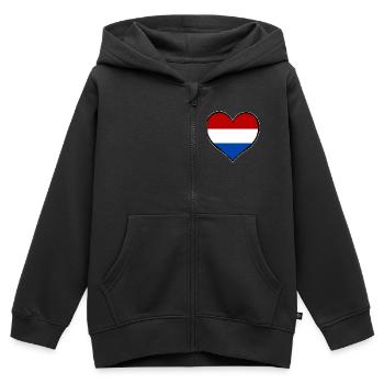 Drapeau du Cœur des Pays-Bas - Sweat Premium à capuche zippé enfant bio - noir - Devant - AI Model Kid Male (0cm)