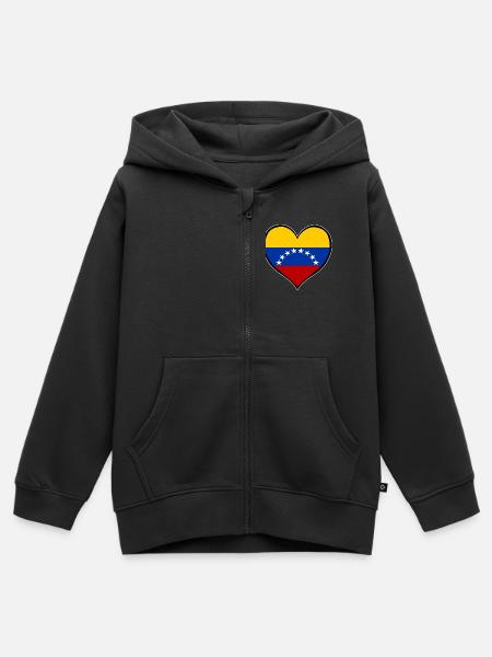 Venezuela Herzflagge - Kinder Premium Organic Zip Hoodie - Schwarz