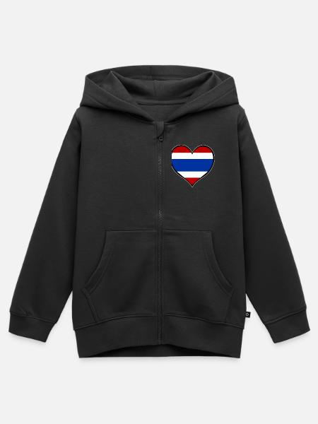 Thailand Herzflagge - Kinder Premium Organic Zip Hoodie - Schwarz