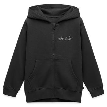 Plus d’amour ! Un slogan positif pour plus de cohésion - Sweat Premium à capuche zippé enfant bio - noir - Devant - AI Model Kid Male (0cm)
