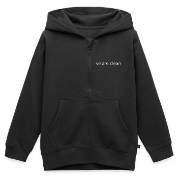 Nous sommes propres - Sweat Premium à capuche zippé enfant bio - noir - Devant - AI Model Kid Male (0cm)