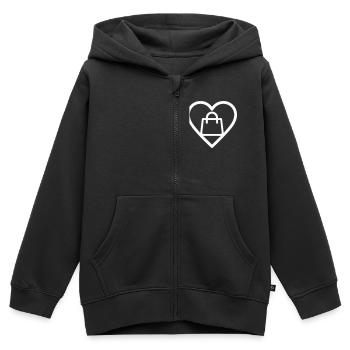 Heart + Shopping – Shopping Lover - Kids Premium Organic Zip-up Hoodie - black - Front - AI Model Kid Male (0cm)