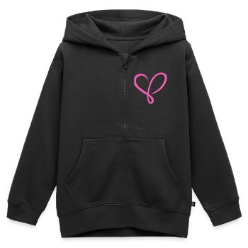 Rose cœur - Sweat Premium à capuche zippé enfant bio - noir - Devant - AI Model Kid Male (0cm)