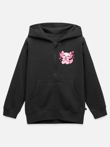 Herzhand-Lotl - Kinder Premium Organic Zip Hoodie - Schwarz