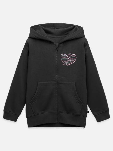 Ich liebe Dich - international - Kinder Premium Organic Zip Hoodie - Schwarz