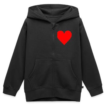 Collection Cœur : L'Absolu de l'Amour - Sweat Premium à capuche zippé enfant bio - noir - Devant - AI Model Kid Male (0cm)