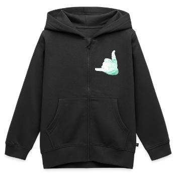 salut surfeur shaka - Sweat Premium à capuche zippé enfant bio - noir - Devant - AI Model Kid Male (0cm)