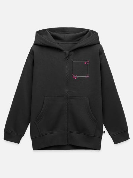 Quadrat Blüten Pink - Kinder Premium Organic Zip Hoodie - Schwarz