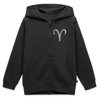Bélier - Sweat Premium à capuche zippé enfant bio - noir - Devant - AI Model Kid Male (0cm)