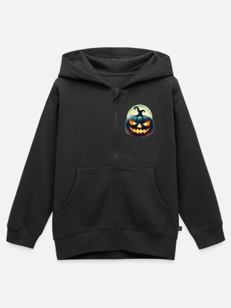Halloween Pumpkin - Printflow - Kinder Premium Organic Zip Hoodie - Schwarz