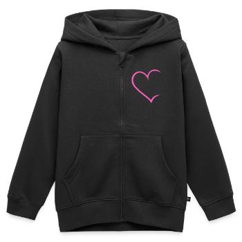 Herz offen - Kinder Premium Organic Zip Hoodie - Schwarz - Vorne - AI Model Kid Male (0cm)