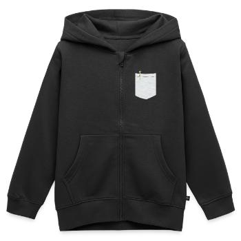 Poche poitrine avec stylo à bille - Sweat Premium à capuche zippé enfant bio - noir - Devant - AI Model Kid Male (0cm)