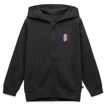 Miniatur-Stil der französischen Flagge und Patriotismus - Kinder Premium Organic Zip Hoodie - Schwarz - Vorne - AI Model Kid Male (0cm)