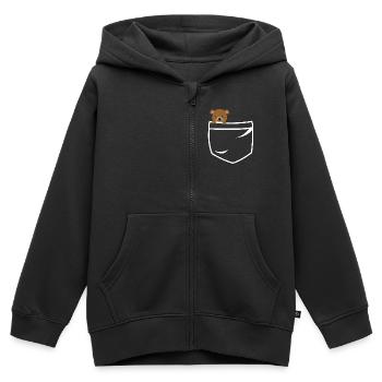 Teddy bear pockets - Kinder Premium Organic Zip Hoodie - Schwarz - Vorne - AI Model Kid Male (0cm)