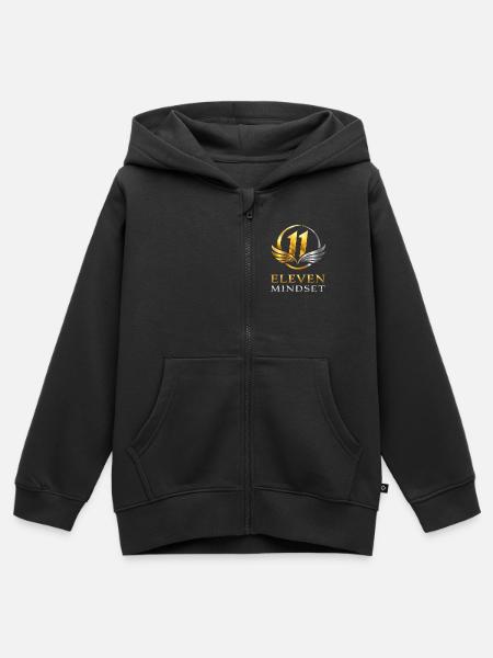 11 Mindset Flügel Logo - Kinder Premium Organic Zip Hoodie - Schwarz