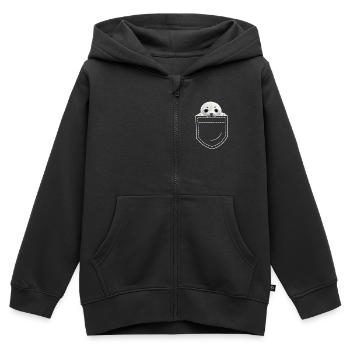 Phoque - Sweat Premium à capuche zippé enfant bio - noir - Devant - AI Model Kid Male (0cm)
