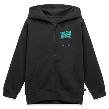 Laissez-passer invité - Sweat Premium à capuche zippé enfant bio - noir - Devant - AI Model Kid Male (0cm)