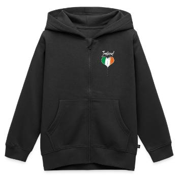Irlande - Sweat Premium à capuche zippé enfant bio - noir - Devant - AI Model Kid Male (0cm)
