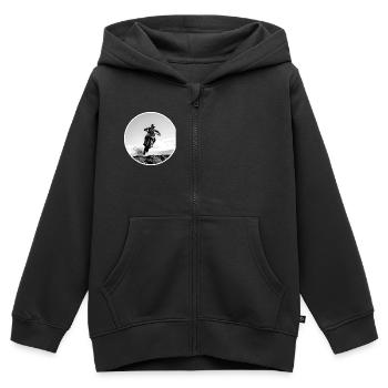 Logo motocross noir et blanc - Blanc - Sweat Premium à capuche zippé enfant bio - noir - Devant - AI Model Kid Male (0cm)