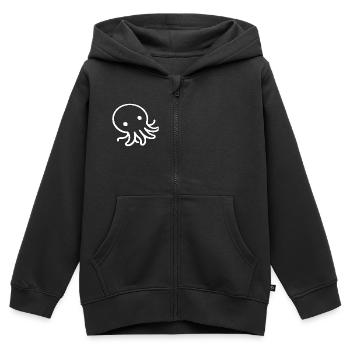 Liegender Oktopus One Line Meeresmotiv - Kinder Premium Organic Zip Hoodie - Schwarz - Vorne - AI Model Kid Male (0cm)