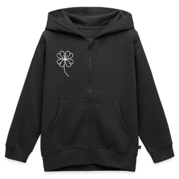 Vierblättriges Kleeblatt One Line Glückssymbol - Kinder Premium Organic Zip Hoodie - Schwarz - Vorne - AI Model Kid Male (0cm)