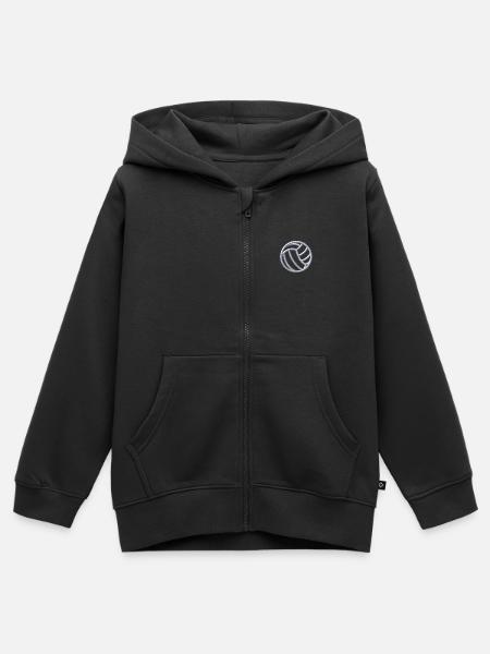 Volleyball weiß bestickt - Kinder Premium Organic Zip Hoodie - Schwarz