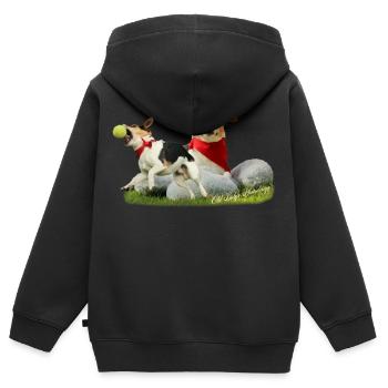 Jack Russel Terrier - Kinder Premium Organic Zip Hoodie - Schwarz - Hinten - AI Model Kid Male (0cm)