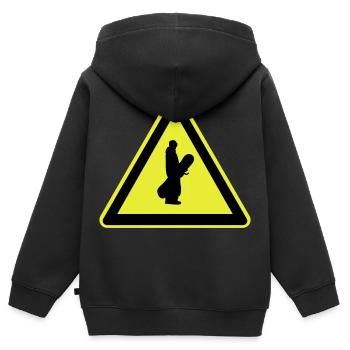 Plaque de snowboard - Sweat Premium à capuche zippé enfant bio - noir - Dos - AI Model Kid Male (0cm)