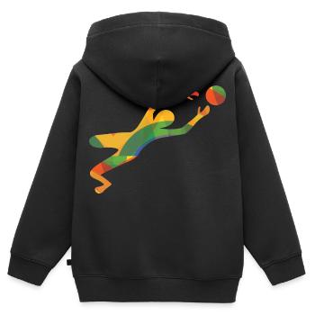 Farbiger Torwart - Kinder Premium Organic Zip Hoodie - Schwarz - Hinten - AI Model Kid Male (0cm)