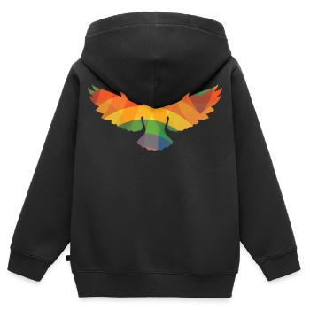 Farbige Eule - Kinder Premium Organic Zip Hoodie - Schwarz - Hinten - AI Model Kid Male (0cm)