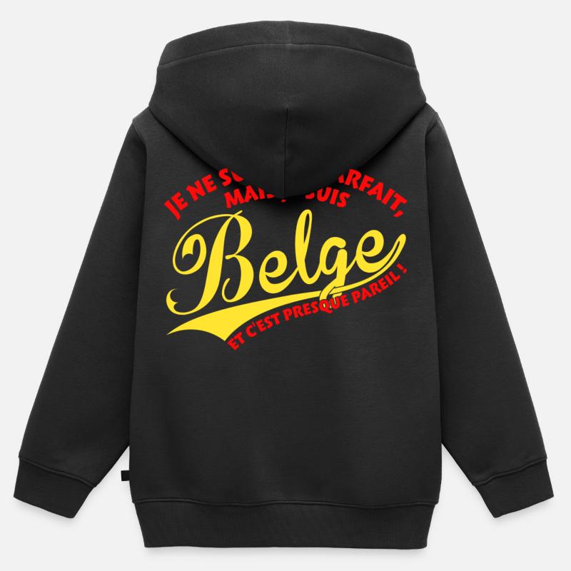 Parfait Belge couleurs - Sweat Premium à capuche zippé enfant bio - noir