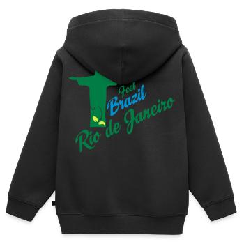 Rio de Janeiro - Sweat Premium à capuche zippé enfant bio - noir - Dos - AI Model Kid Male (0cm)