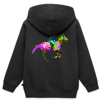 Bunte Reiterin - Kinder Premium Organic Zip Hoodie - Schwarz - Hinten - AI Model Kid Male (0cm)