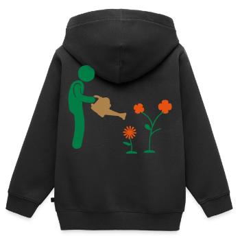 Garten - Kinder Premium Organic Zip Hoodie - Schwarz - Hinten - AI Model Kid Male (0cm)