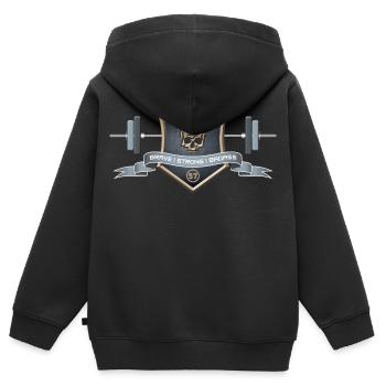 Logo Braves Strong Badass - Kinder Premium Organic Zip Hoodie - Schwarz - Hinten - AI Model Kid Male (0cm)