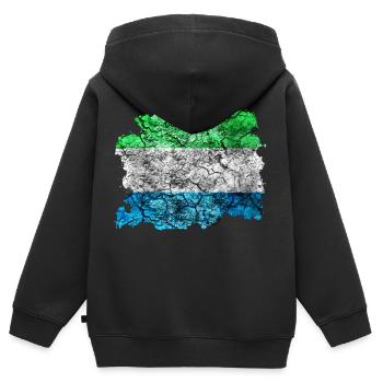 Sierra Leone Vintage Flagge - Kinder Premium Organic Zip Hoodie - Schwarz - Hinten - AI Model Kid Male (0cm)