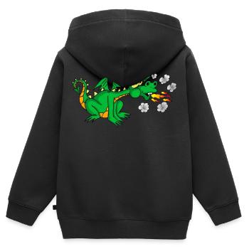 Grüner Drache - Kinder Premium Organic Zip Hoodie - Schwarz - Hinten - AI Model Kid Male (0cm)