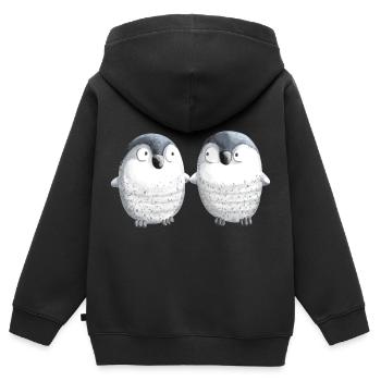 Penguins in Love - Penguin - Bird - Love - Heart - Kids Premium Organic Zip-up Hoodie - black - Back - AI Model Kid Male (0cm)