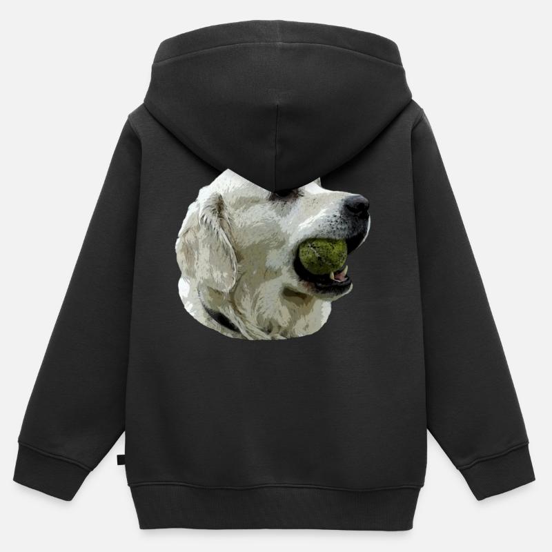 Labrador avec la bille - Sweat Premium à capuche zippé enfant bio - noir