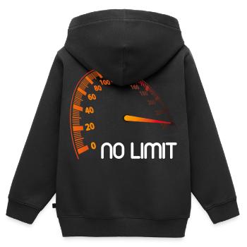 Tacho - No Limit - Kinder Premium Organic Zip Hoodie - Schwarz - Hinten - AI Model Kid Male (0cm)