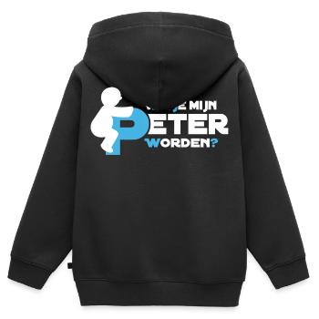 Verspielte Figur Typografie - Kinder Premium Organic Zip Hoodie - Schwarz - Hinten - AI Model Kid Male (0cm)
