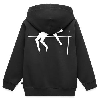Hochsprung - Kinder Premium Organic Zip Hoodie - Schwarz - Hinten - AI Model Kid Male (0cm)