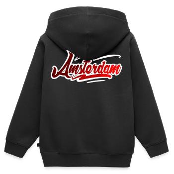 Amsterdam - Sweat Premium à capuche zippé enfant bio - noir - Dos - AI Model Kid Male (0cm)