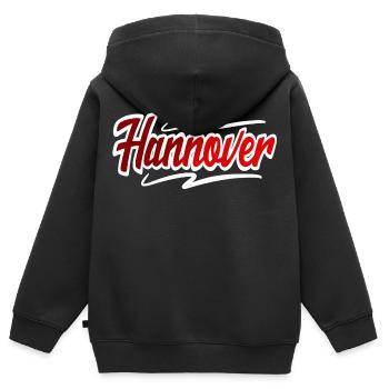 Hannover - Kinder Premium Organic Zip Hoodie - Schwarz - Hinten - AI Model Kid Male (0cm)