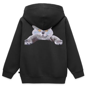 Katze - - Kinder Premium Organic Zip Hoodie - Schwarz - Hinten - AI Model Kid Male (0cm)