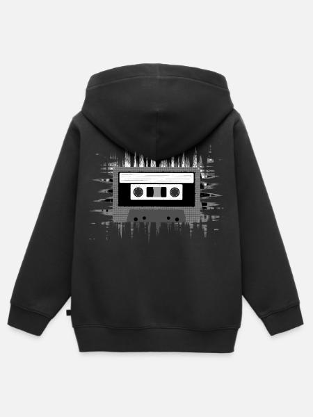 Musikkassette Tape - Kinder Premium Organic Zip Hoodie - Schwarz